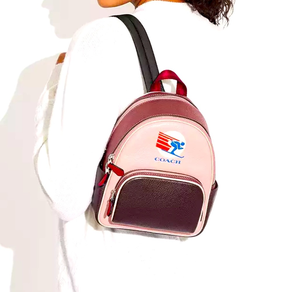 Coach Mini Court Two-Tone Pink and Burgundy Backpack